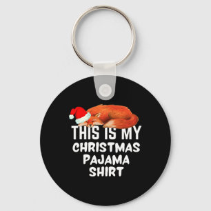 Sleeping Fox On This Is My Christmas Pajama Key Ring