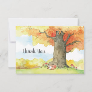 Sleeping Fox Under a Tree Thank You Card