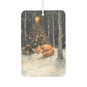 Sleeping Fox Whimsical Rustic Christmas Car Air Freshener
