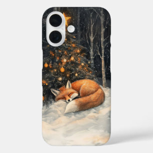 Sleeping Fox Whimsical Rustic Christmas iPhone 16 Case