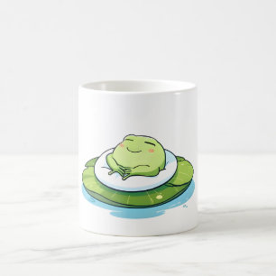 Sleeping Frog on Lily Pad Kawaii Design Coffee Mug
