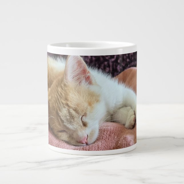 Sleeping ginger kitten large coffee mug (Front)