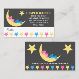 Sleeping Girl and Boy Bears Diaper Raffle Tickets Enclosure Card