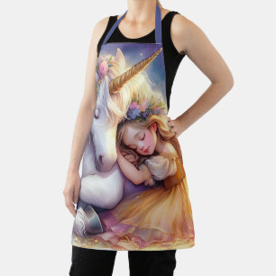 Sleeping Girl Unicorn Dreamscape Apron