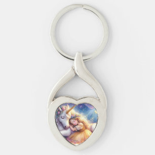Sleeping Girl Unicorn Dreamscape Key Ring