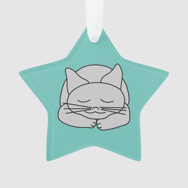 Sleeping Grey Cat Ornament (Front)