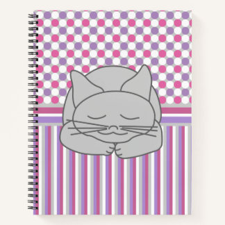 Sleeping Grey Cat Pattern Notebook