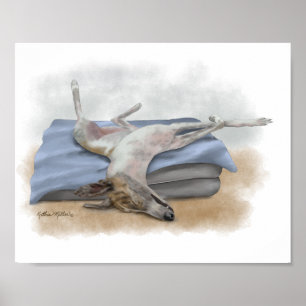 Sleeping Greyhound Cartoon Poster