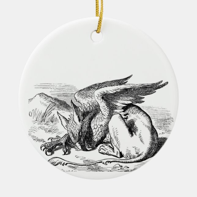 Sleeping Griffin Ceramic Tree Decoration (Front)