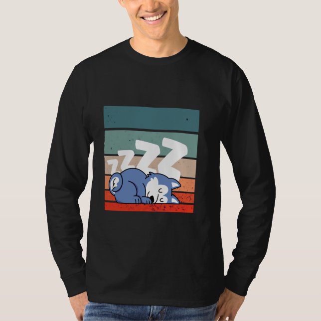 Sleeping husky cartoon style adorable zzz animal D T-Shirt (Front)