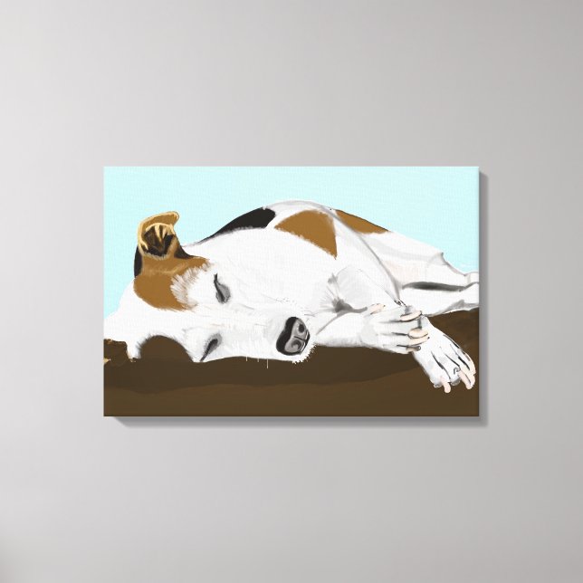 Sleeping Jack Russell Terrier Canvas Print (Front)