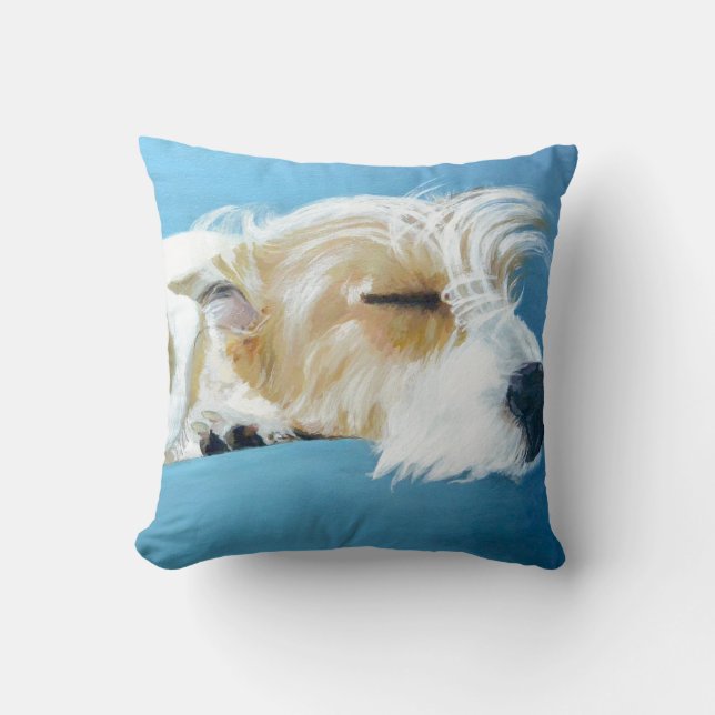 Sleeping Jack Russell Terrier Dog Art Pillow (Front)