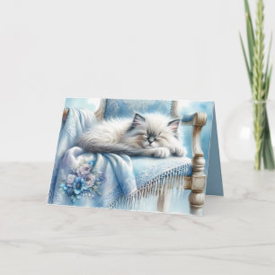 Sleeping Kitten Blue Cottagecore Dream Card
