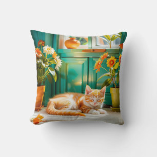 Sleeping kitten cushion