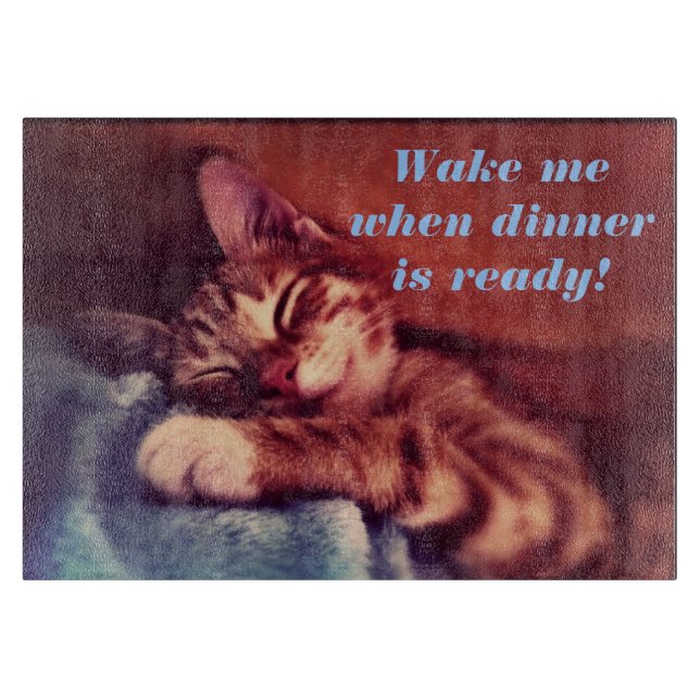 Sleeping Kitten Cutting Board (Front)