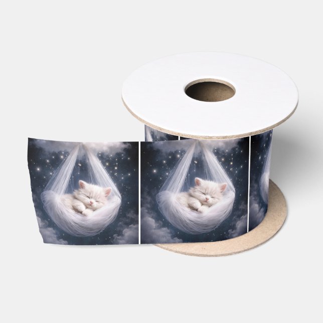 Sleeping Kitten in a Tulle Hammock Satin Ribbon (Spool)