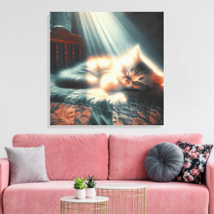 Sleeping Kitten In Sunlight Canvas Print