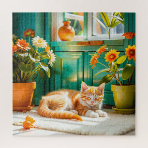 Sleeping kitten jigsaw puzzle