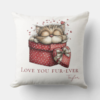 Sleeping Kitten Love You Fur-Ever Throw Pillow
