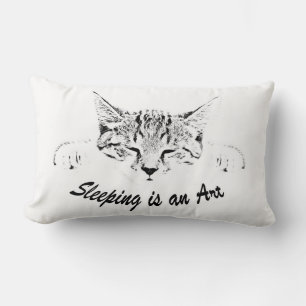 Sleeping kitten lumbar cushion