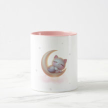 Sleeping Kitten Moon – Cute Cat Mug