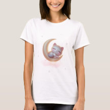 Sleeping Kitten Moon – Cute Kawaii T-shirt
