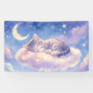 Sleeping Kitten on Cloud Moon Banner