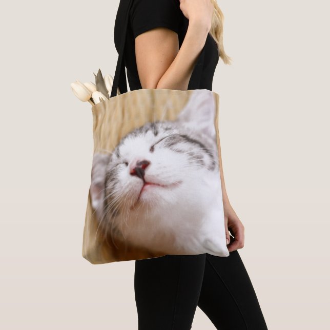 Sleeping Kitten Tote Bag (Close Up)