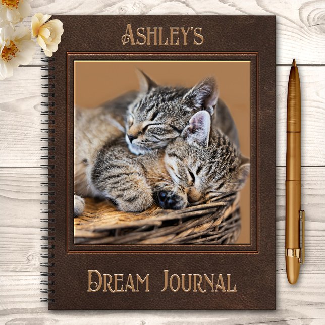 Sleeping Kittens Cute Dream Journal (A dream journal featuring an image of cute sleeping kittens. On the back is a leather look design)