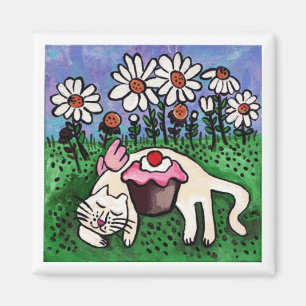 Sleeping Kitty Angel Magnet