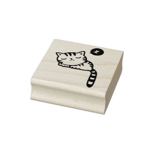 sleeping kitty art stamp