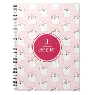Sleeping Kitty Cat Pattern Monogram Notebook