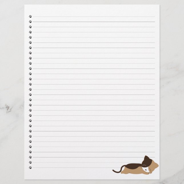 Sleeping Kitty Lined Pet Letterhead (Front)