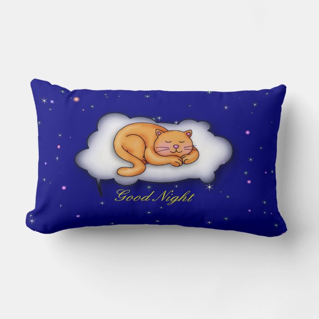 Sleeping Kitty Lumbar Cushion (Front)