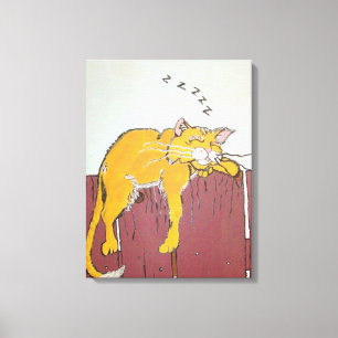 Sleeping Kitty on Canvas Print