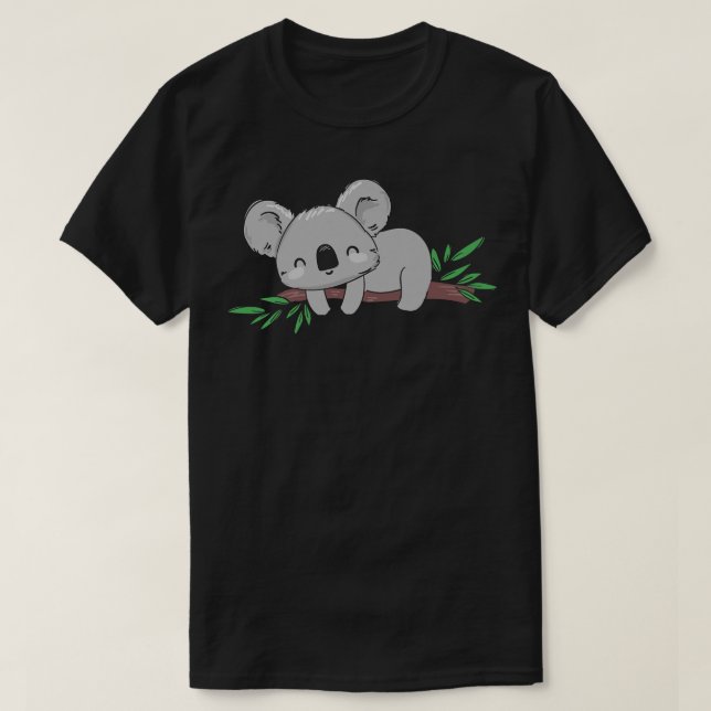 Sleeping Koala Bear - Australia Animals Eucalyptus T-Shirt (Design Front)