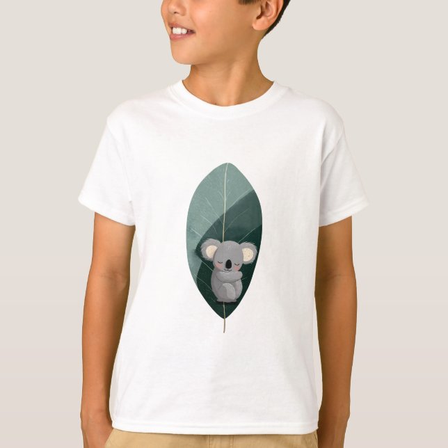 Sleeping Koala Eucalyptus Leaf Kids T-Shirt (Front)