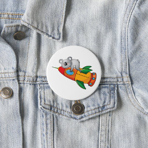 Sleeping Koala on Colourful Rocket  7.5 Cm Round Badge