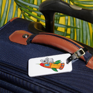 Sleeping Koala on Colourful Rocket Luggage Tag