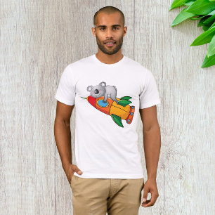 Sleeping Koala on Colourful Rocket  T-Shirt