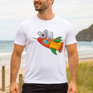 Sleeping Koala on Colourful Rocket T-Shirt