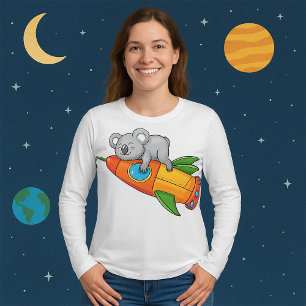 Sleeping Koala on Colourful Rocket T-Shirt