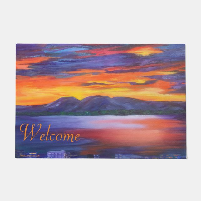 Sleeping Lady Welcome Door Mat (Front)