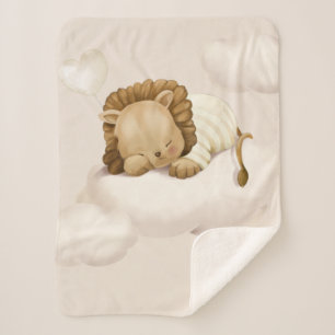 Sleeping Lion Cub Sherpa Blanket