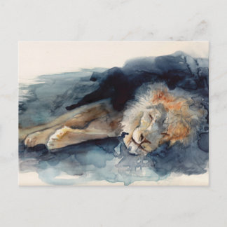 sleeping lion postcard