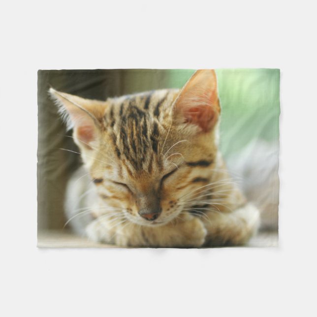 Sleeping Little Baby Kitty Fleece Blanket (Front (Horizontal))