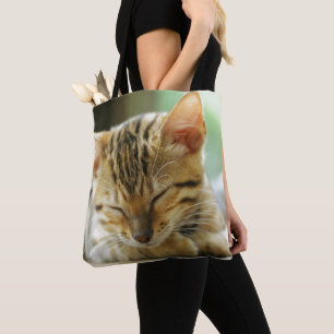 Sleeping Little Baby Kitty Tote Bag