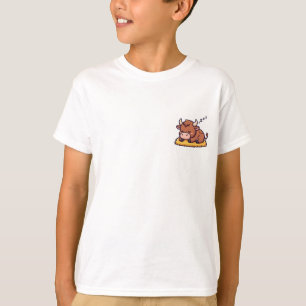 Sleeping Little Bull Hay Bed Illustration Kids T-Shirt