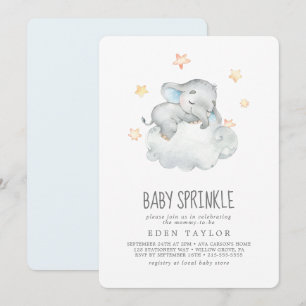 Sleeping Little Elephant Boy Baby Sprinkle Invitation