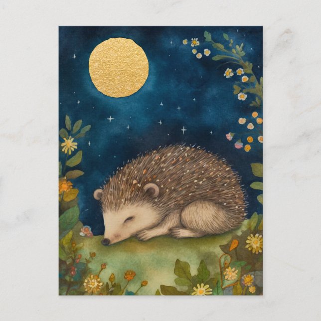 Sleeping Little Hedghog Postcard (Front)